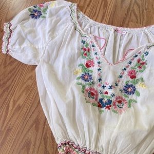 Beautiful vintage style Hungarian embroidered peasant top
